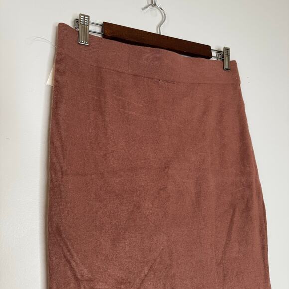 Bobeau Ribbed Midi Pencil Skirt Brown Knitted Women's Small NWT - Picture 3 of 7